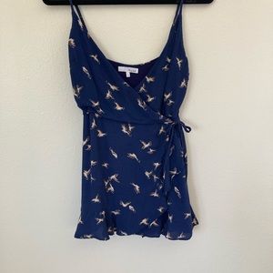 Navy Honey Belle Wrap dress bird print